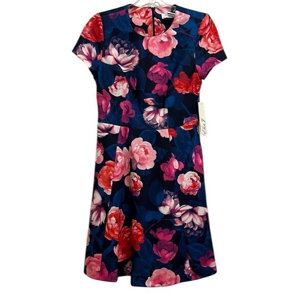 Eliza J NWT Floral Print Mini Dress Blue Multi Size 8 - Picture 5 of 10